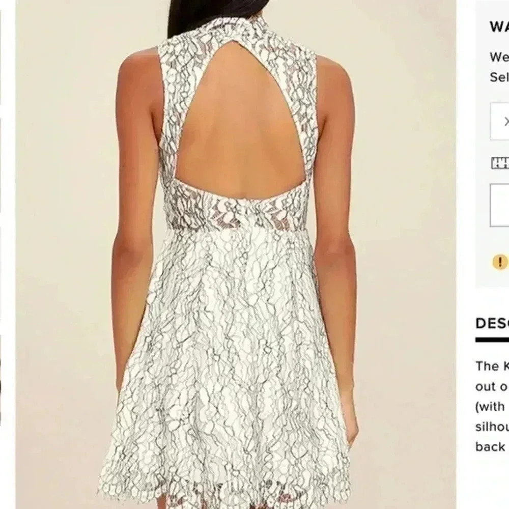 Keepsake Porcelain White Lace Skater Dress in Small - Picture 3 of 6